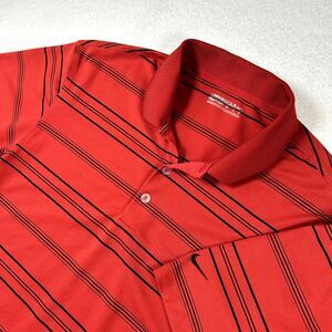Nike Golf Polo‎ Shirt Mens Medium Red Black Performance Victory Stripe